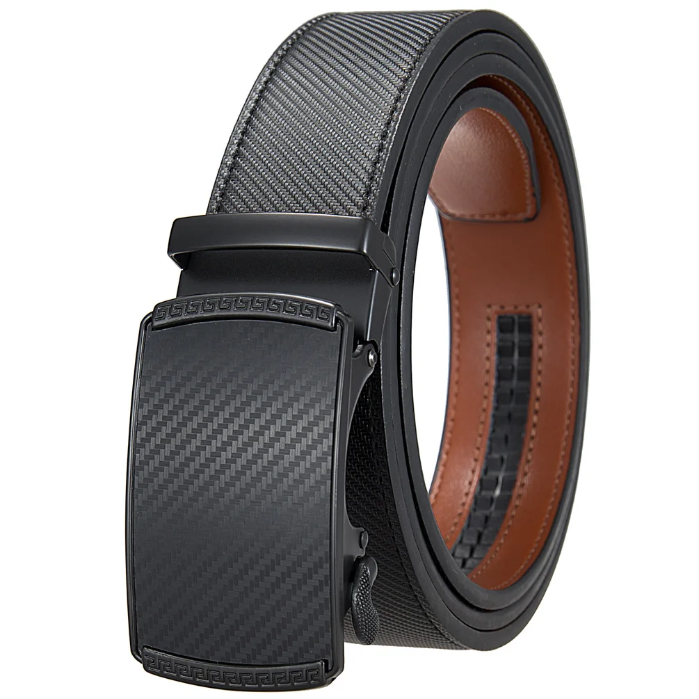 Cinturones de cuero de vaca auténtico para hombre de marca de diseño, cinturón Formal clásico de lujo con hebilla de trinquete automática para negocios, ajustable