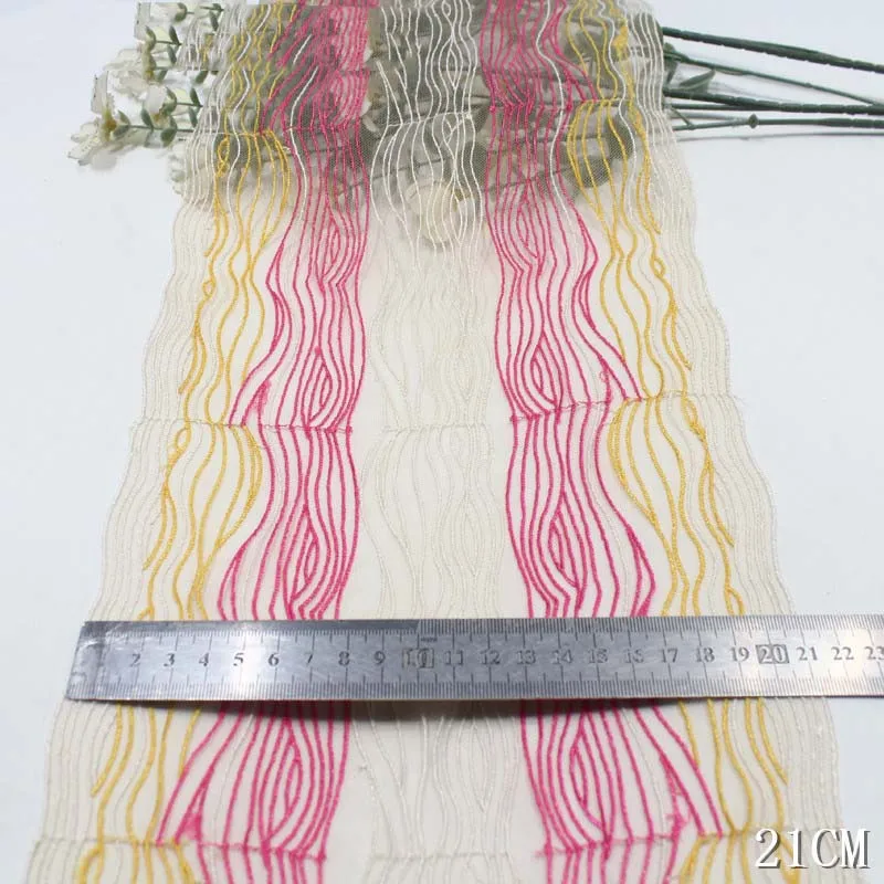 

60Yards Beautiful Wave Shape Embroidery Lace Trim Tulle Embroiedred Lingerie Lace Fabric for Women Dress Sewing