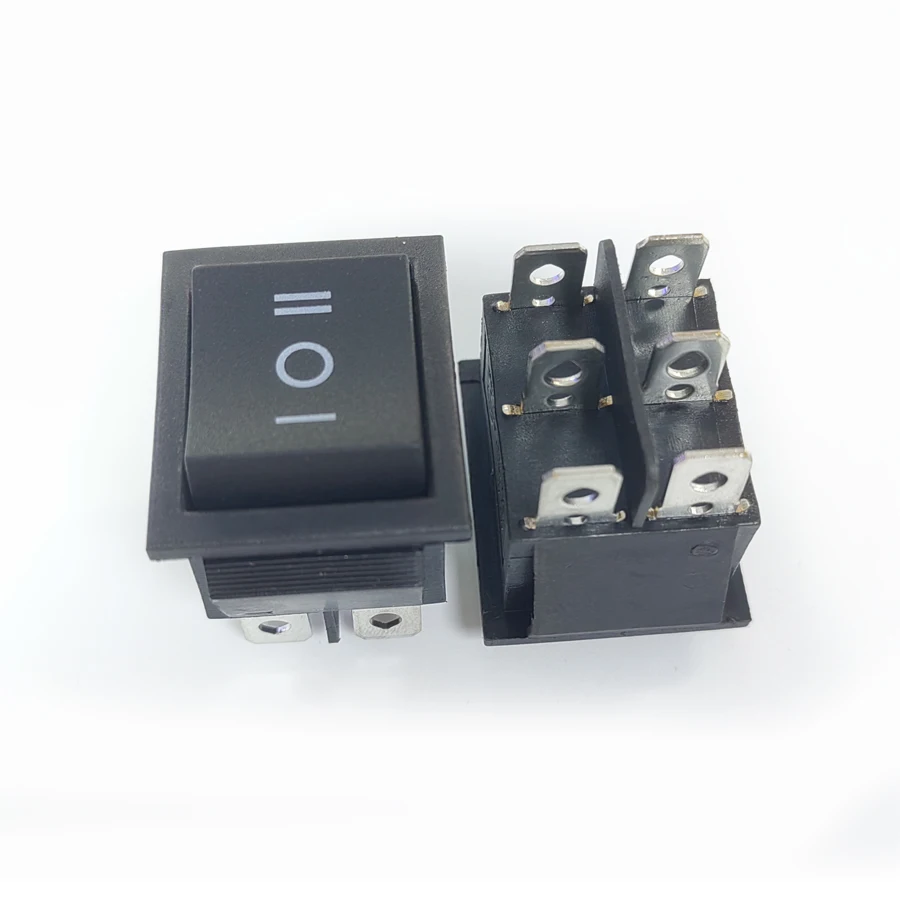 10 Stks/partij KCD4 Boot Rocker Switch 6Pin 6P 3-Posities 16A 250V Zwart/Rood 31*25.5Mm