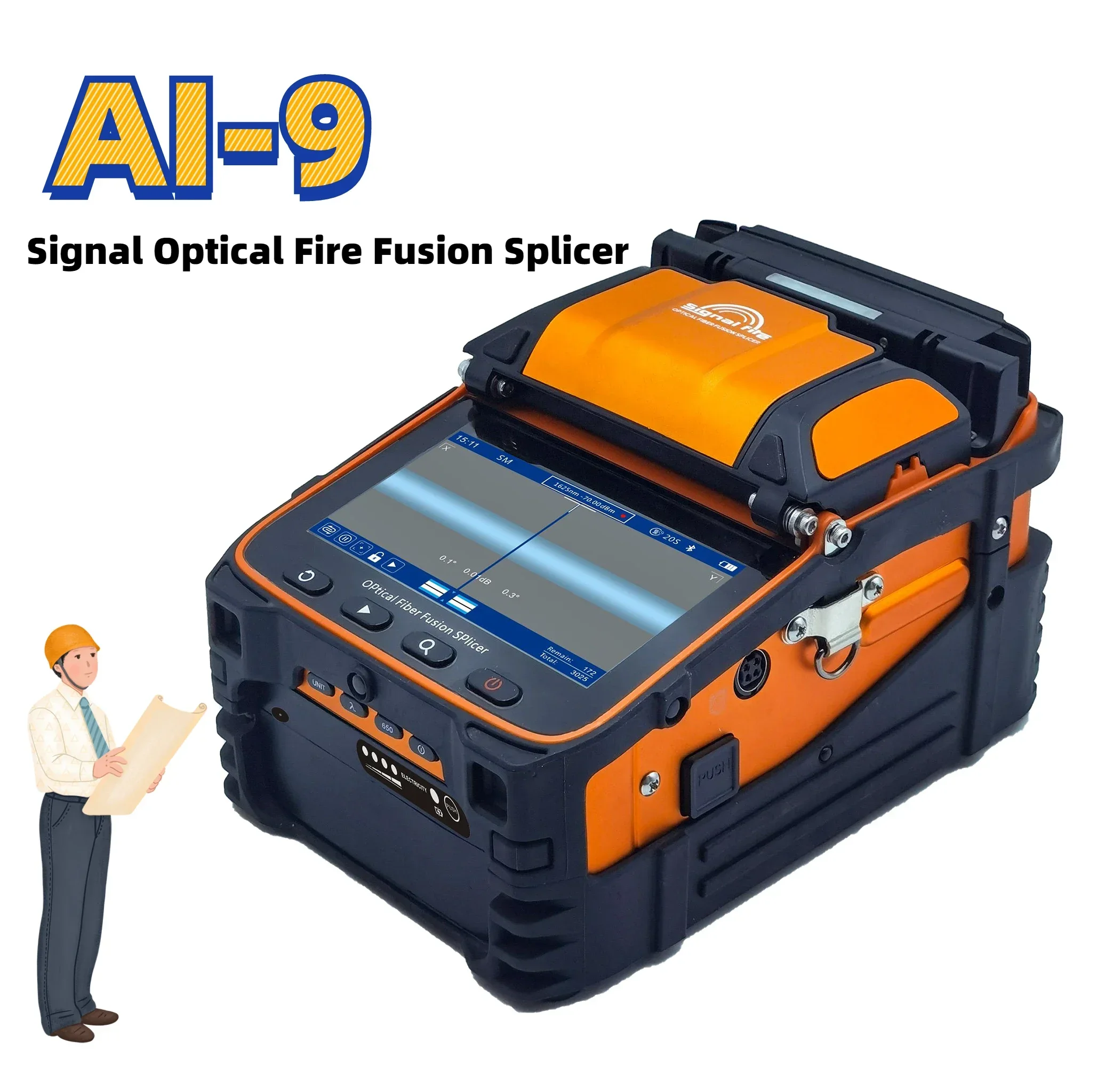 

AI-9 Signal Optical Fire Fusion Splicer Multi-language Optical Fiber Fusion Splicer FTTH Fiber Splicing Machine