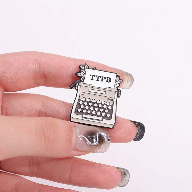 Funny Quotes Enamel Pins TTPD Typewriter I Cry A Lot But I Am So Productive Brooch Clothes Lapel Badge Women Singer Jewelry Gift