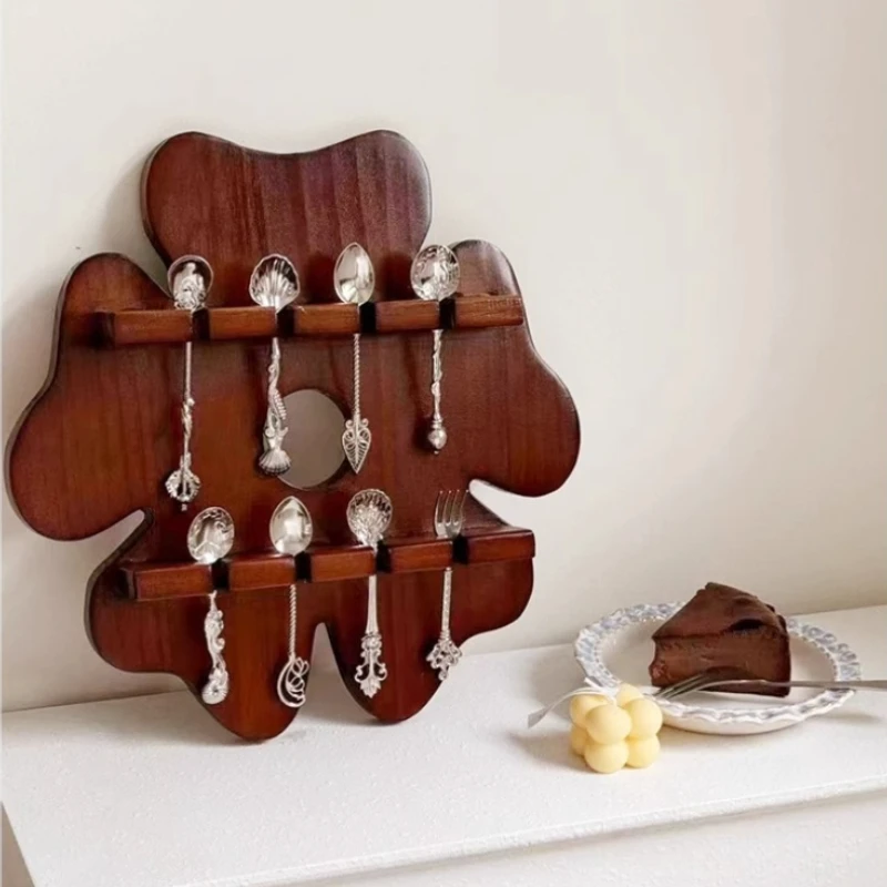 

Винтажный деревянный держатель для ложки, деревенский настенный стеллаж для витрины для кофейни, антикварный кухонный органайзер, примитивная подставка для посуды