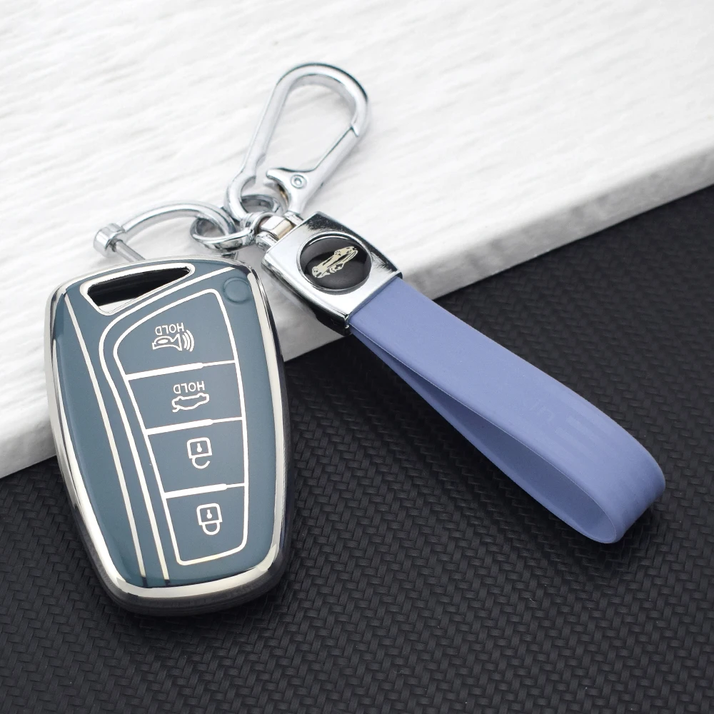 4 Buttons Keyless Cover Case for Hyundai Genesis Santa Fe 2012-2018 Equus Azera Tucson Smart Fob Remote TPU Car Key Shell
