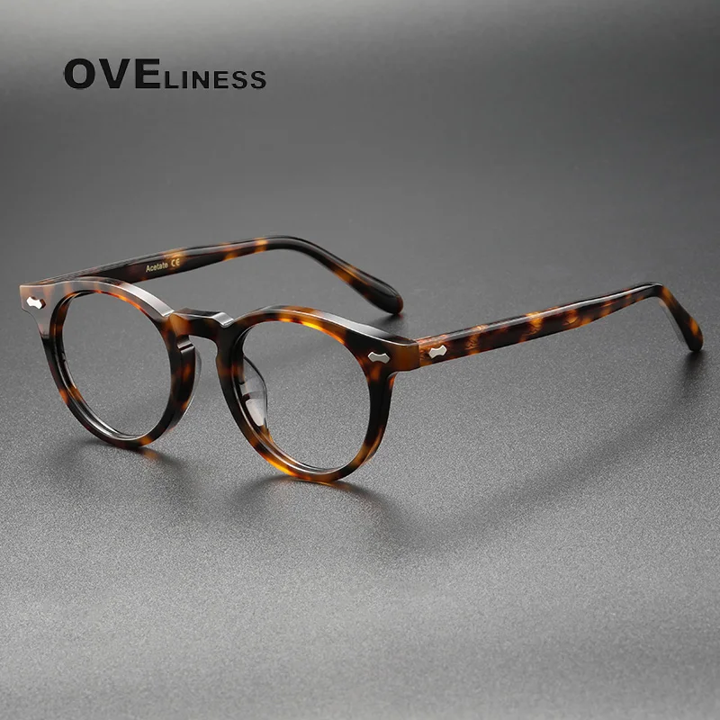 2023 Acetate Titanium Glasses Frame for Men Women Vintage Round Prescription myopia Eyeglasses Optical Spectacles Korean Eyewear