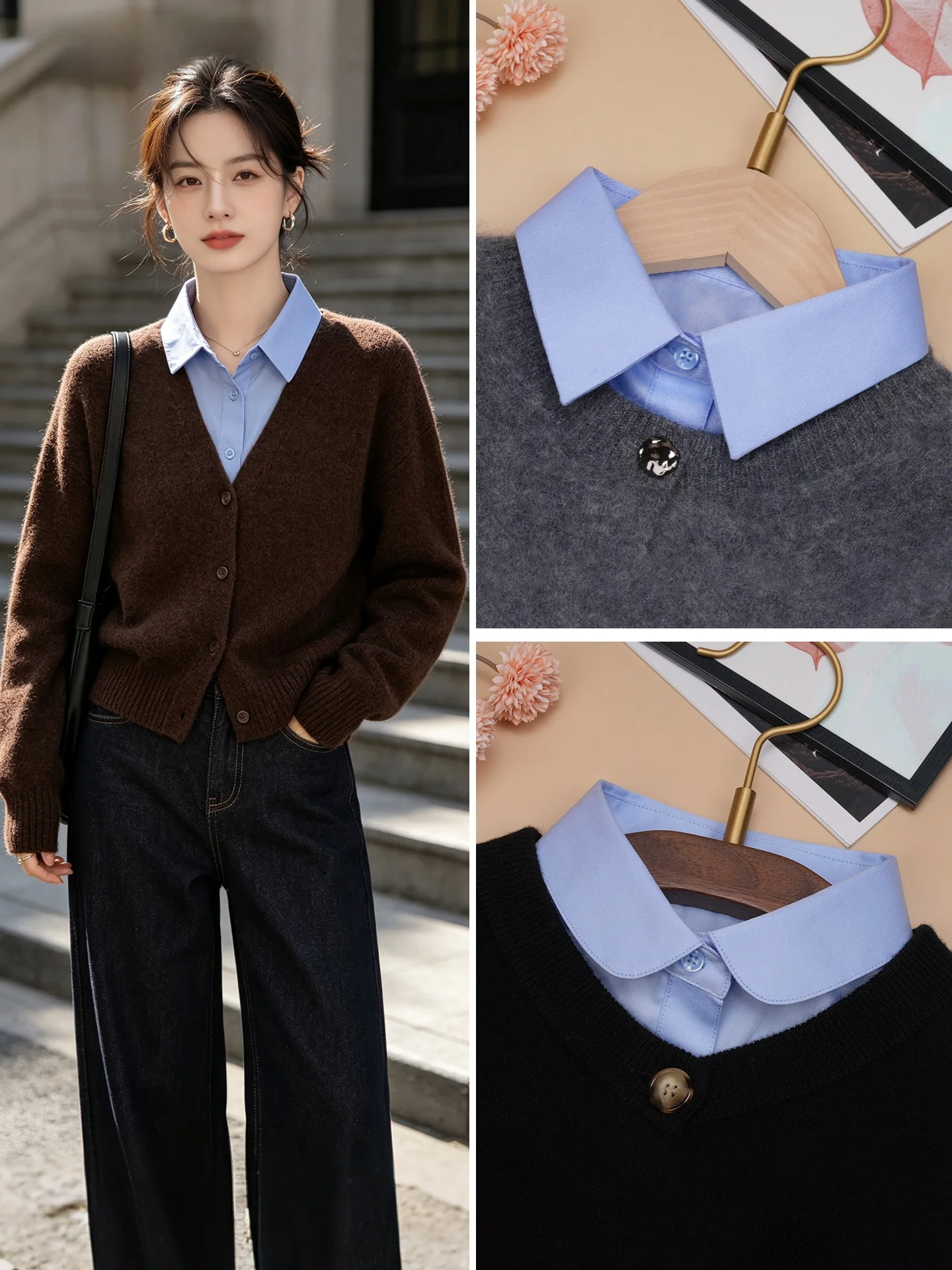 blue-shirt-collar-fashion-ladies'-pointed-collar-shirt-collar-autumn-winter-sweater-inner-professional-clothes-versatile-deco