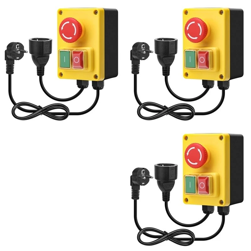 Y17A 3X 220V Single-Phase Safety Switch With Emergency Stop, Ideal For Milling Tables & Electrical Devices Eu Plug