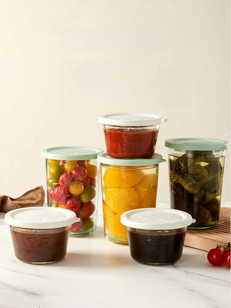 

Home Use Glass Food ade Sed Storage Box Fren Preservation Container round ape Fermented Vegetables Storage Jar