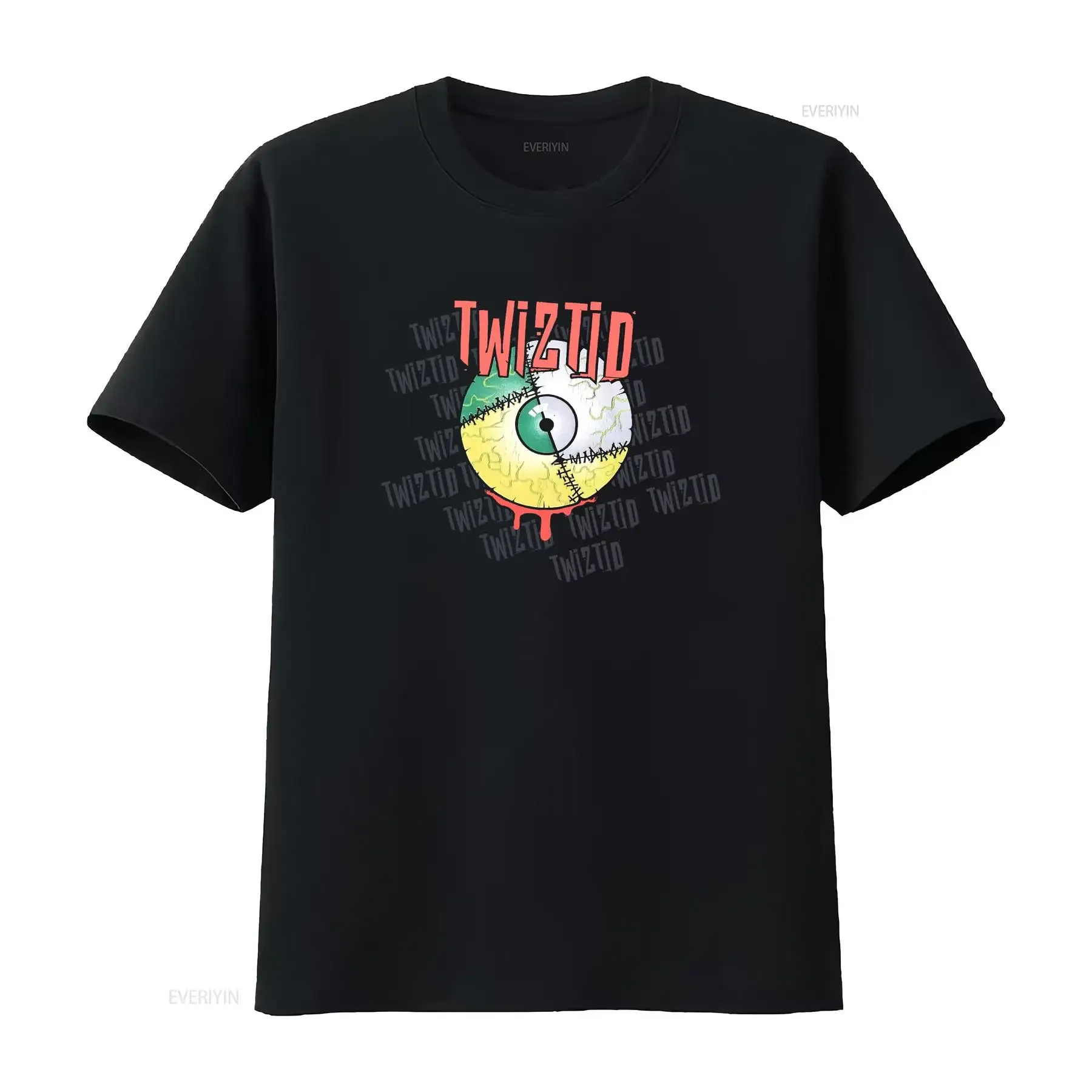 Vintage Twiztid ICP banda de música camiseta para hombre negro rojo verde Color globo ocular grande vintage lavado moda Unisex