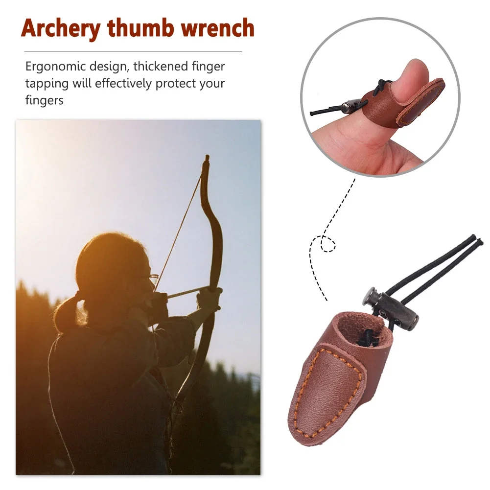 Thicken Cow Leather Archery Finger Tab Protector Arrow Shooting Glove