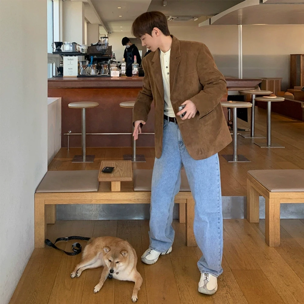 

Tesco унисекс повседневный костюм жаккат в корейском стиле весенний новый свободный костюм пальто с лацканами однобортный женский пиджак