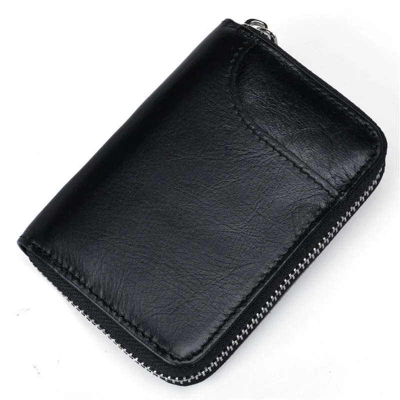 Business Card Holder Women/men Coin Pouch Wallets Zipper PU Leather Protects Organizer Short Wallet Anti Demagnetization Fashion