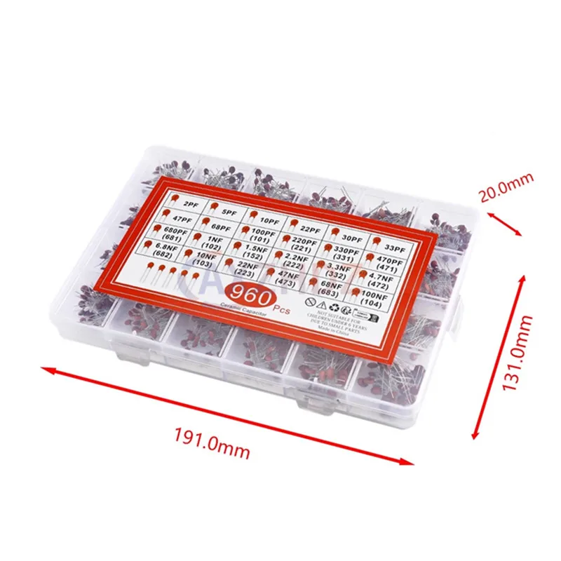 300/960 stks 50 V Keramische Condensator Kit 2PF-0.1UF 24/30 Waarden 10nF 470pF 152 222 681 103 Capaciteit Diverse Set DIY Sample Pack