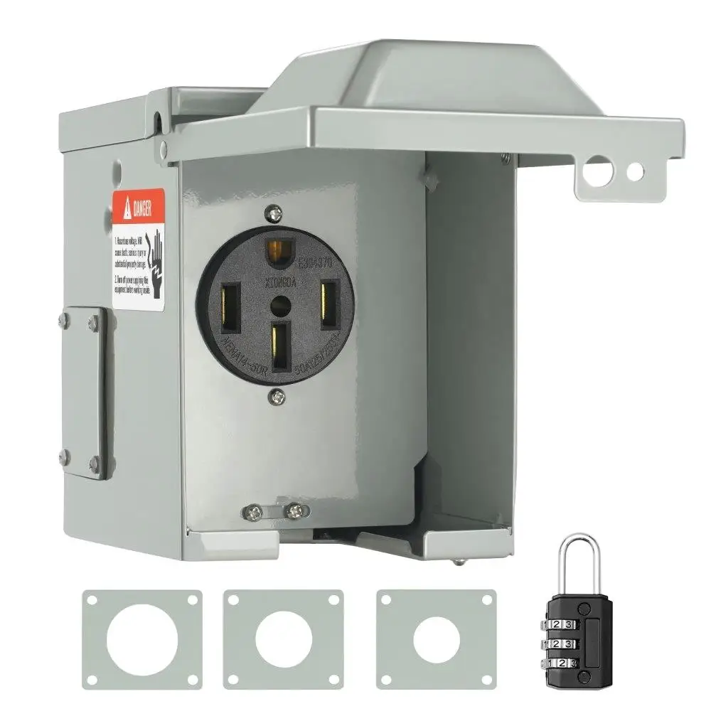 

Weatherproof 50 Amp NEMA 14-50R RV Power Outlet Box Lockable Vehicle Charging System Accessory for Automobiles