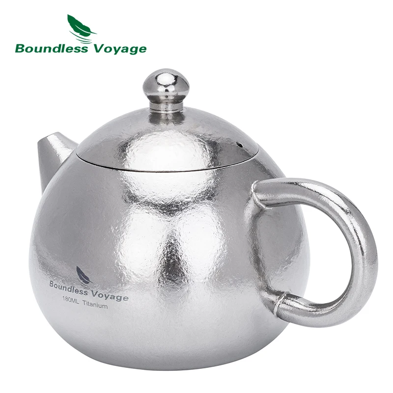 Boundless Voyage Titanium Teapot, Lightweight Loose Leaf Kettle with Anti-Scald Handle & Lid, Tea Maker for Home Office Ti3111D