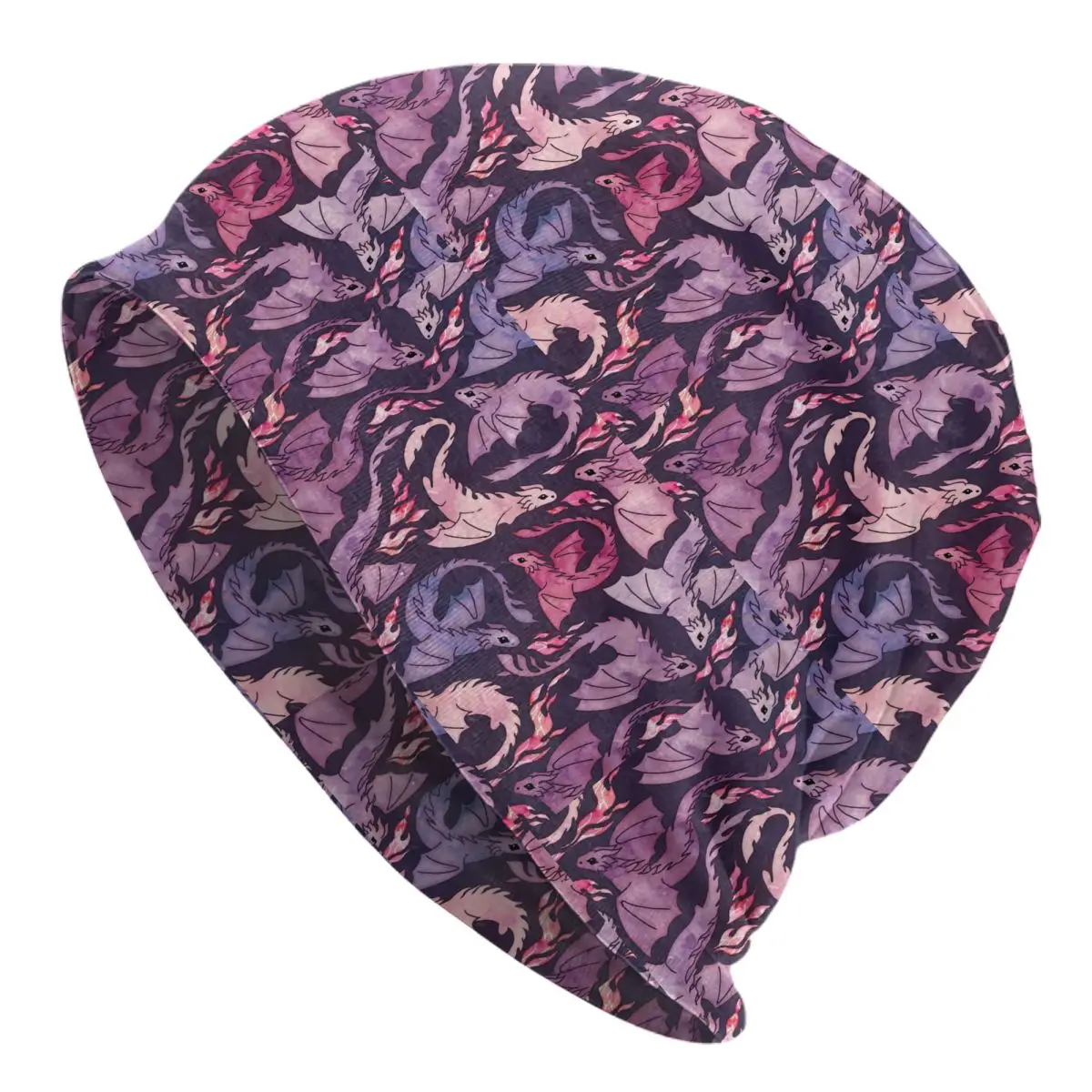 Dragon Fire Dark Pink Purple Unisex Adult Beanies Caps Knitting Bonnet Hat Warm Hip Hop Autumn Winter Outdoor Skullies Hats