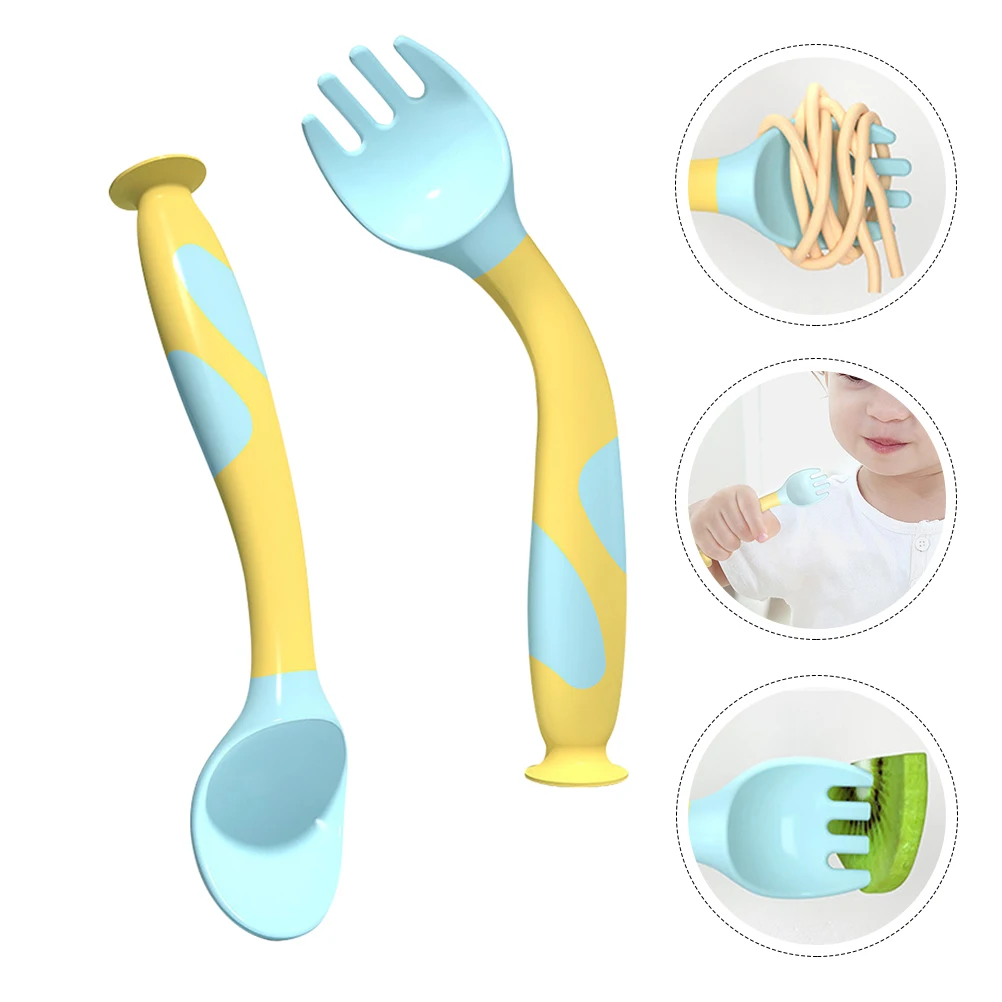 

Baby Feeding Spoon Fork Set PP Material 360 Degree Bending Anti Utensils Training Tableware For Kids Infant Baby Spoon