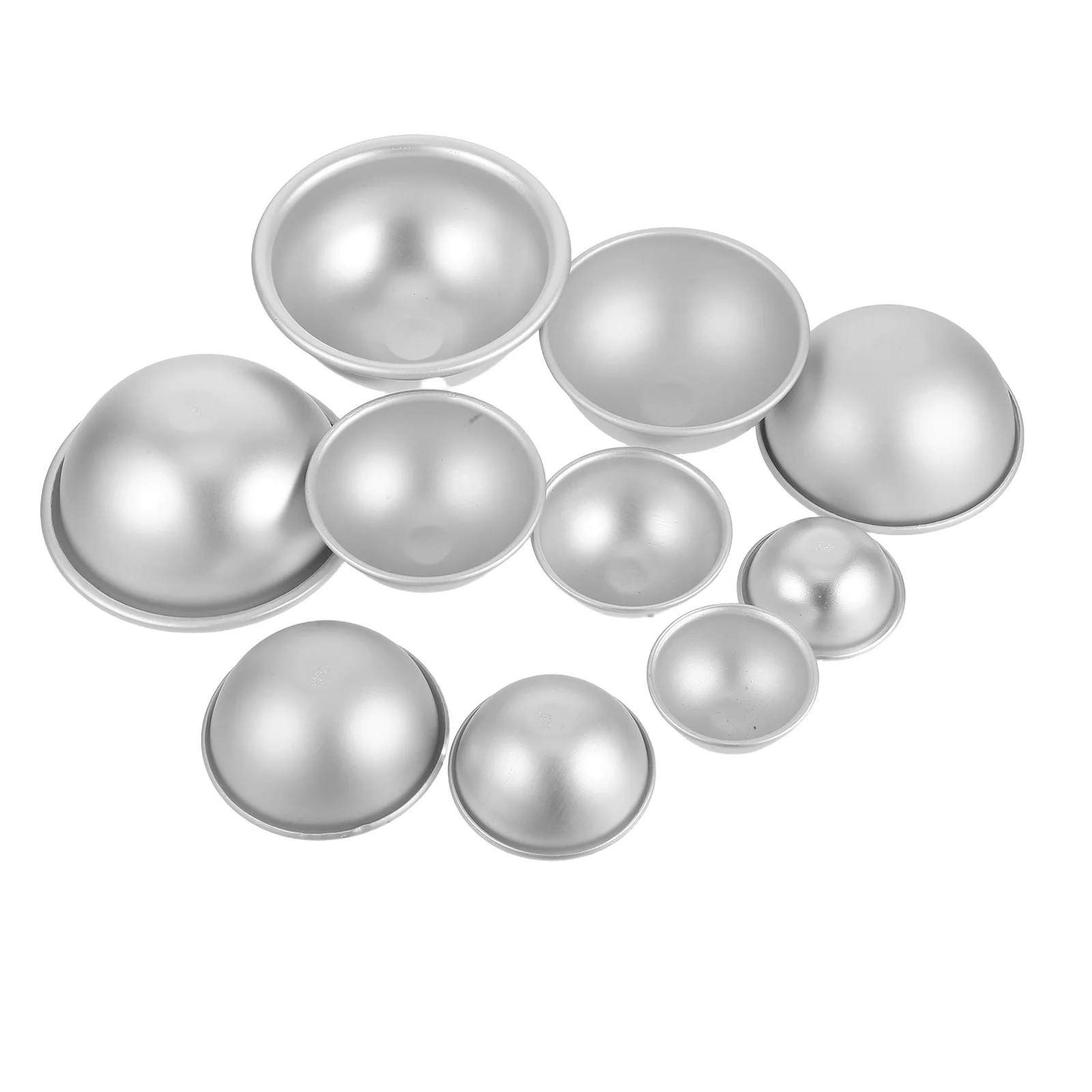 

10pcs Aluminum Alloy Cake Molds Baking Hemisphere Pan for Beginners Silver Semicircle Shape Cooking Mold Hand Pie Tool