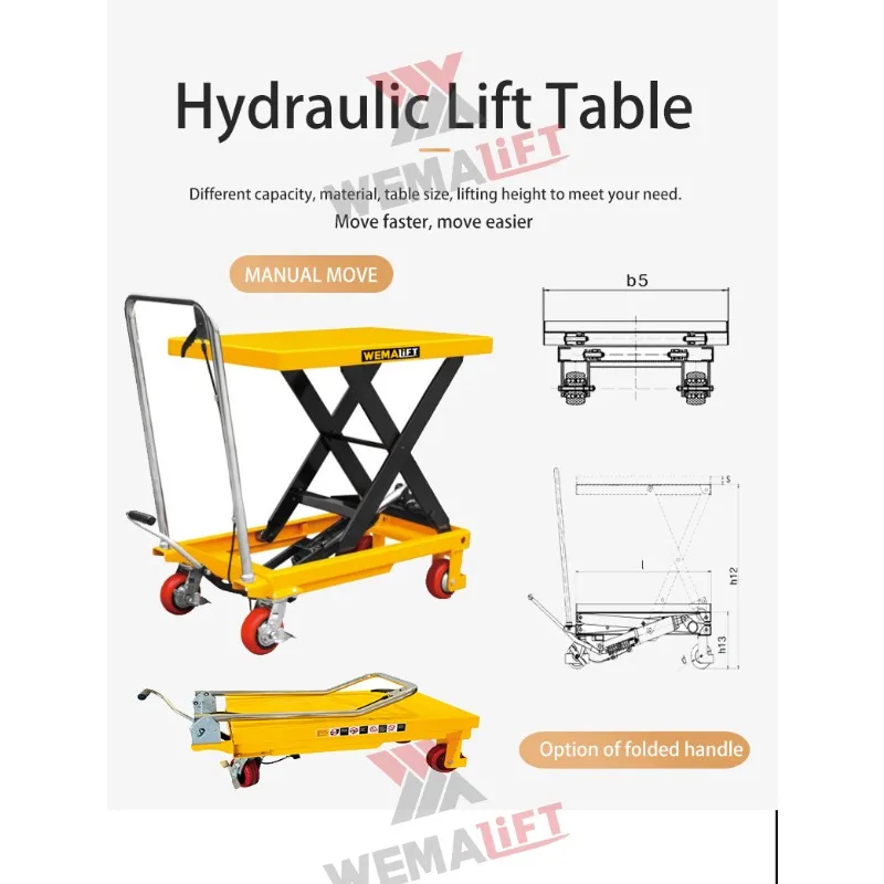 Lifting table 1500 kg 2000 kg Removable hydraulic scissor manual cargo lifting table