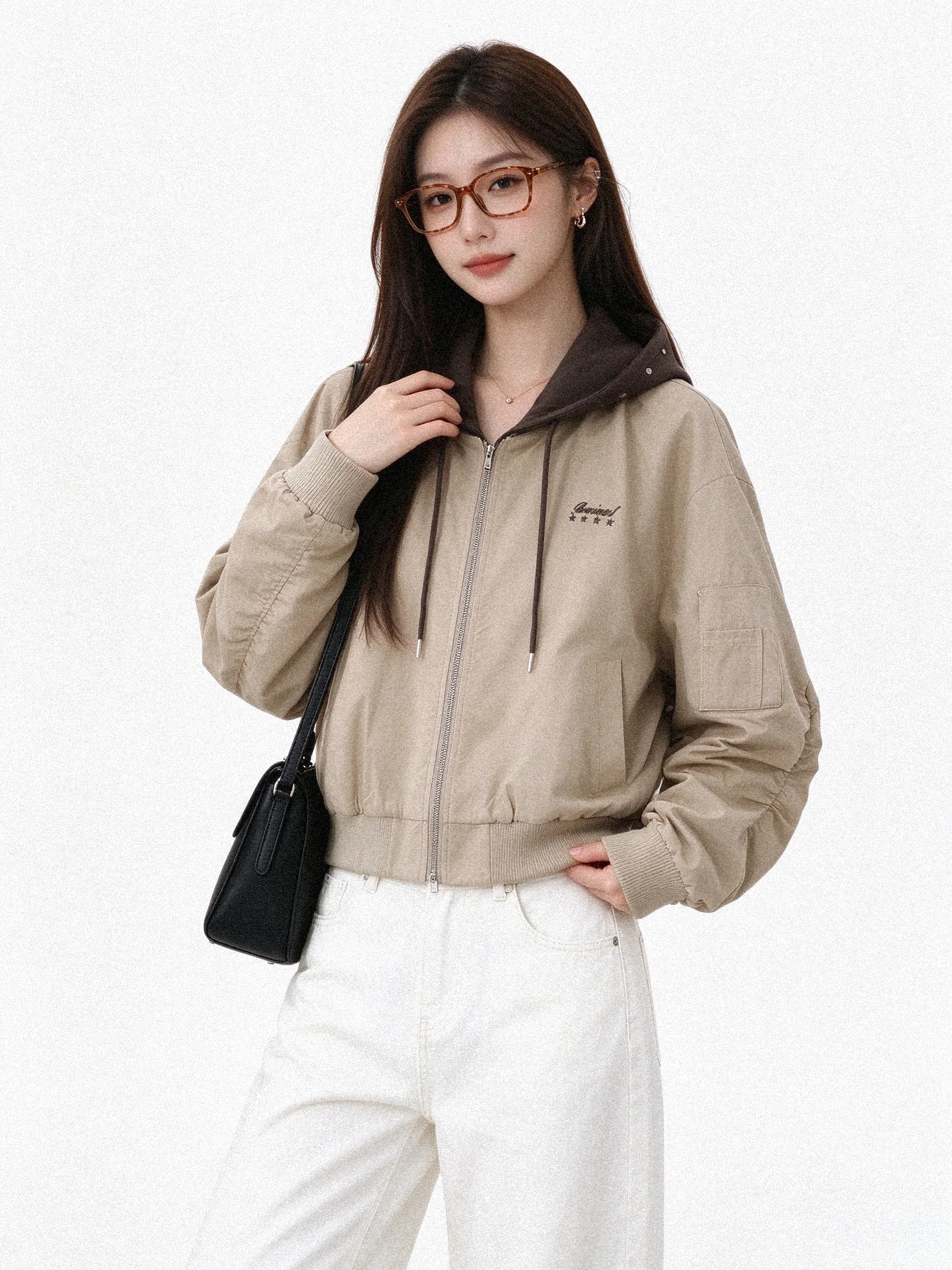 American Retro Baseball Style Short Coat Casual Loose Windproof Hooded Jacket 2026 Autumn Winter Collection Women's Fashion