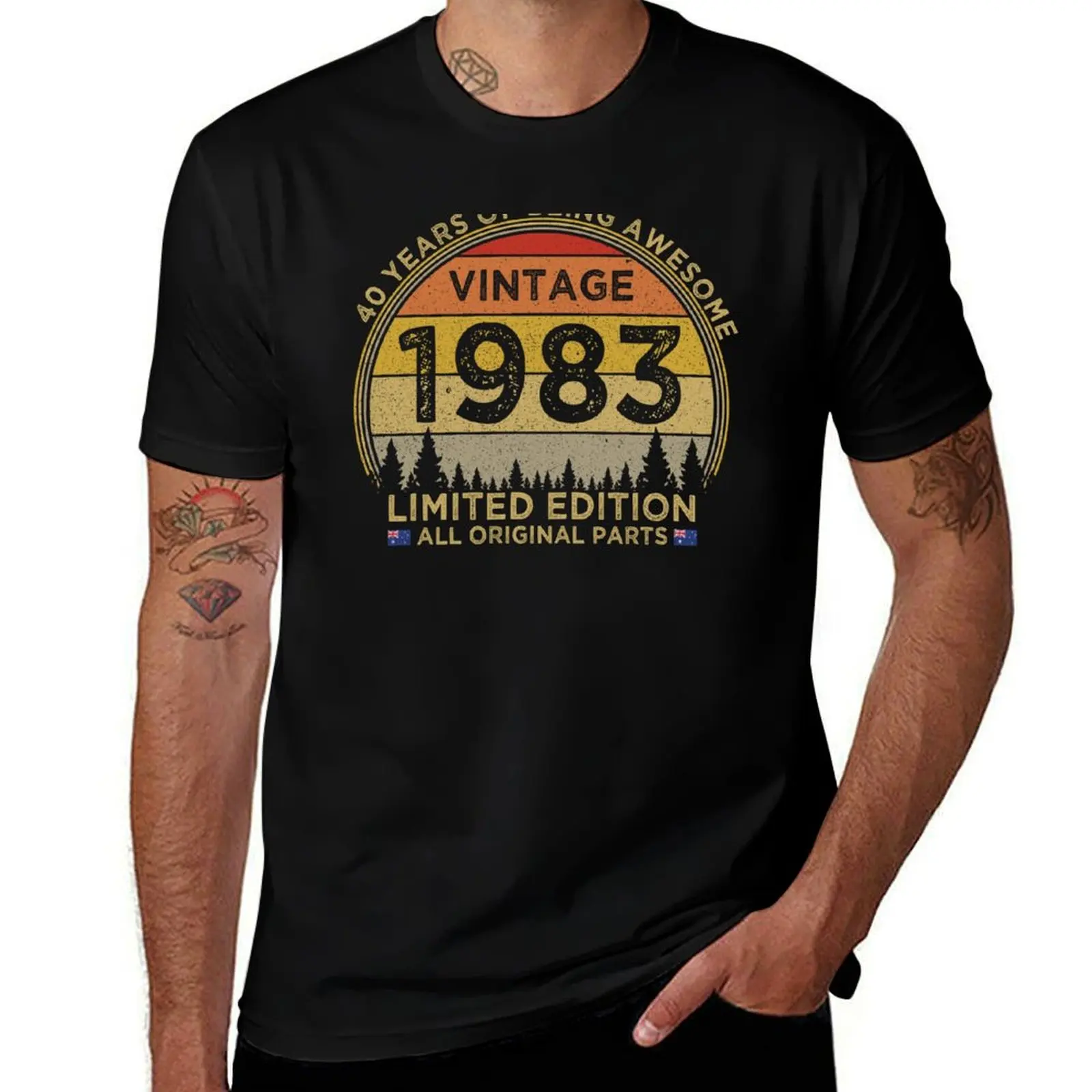 

40th Birthday Vintage 1983 Limited Edition Patriotic Australia T-Shirt plus sizes vintage clothes mens graphic t-shirts hip hop