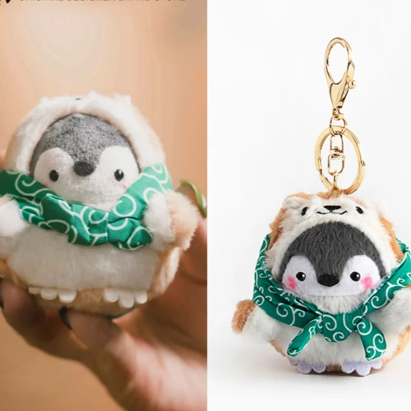 漫画ペンギン人形キーホルダー女性かわいいぬいぐるみペンギンキーリング女の子のためのギフトクリエイティブたいやきデザイン車のキーホルダー卸売