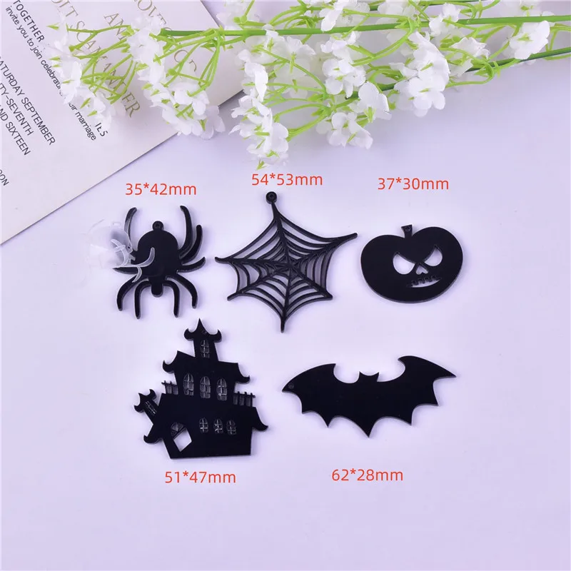 10 pz/pacco Halloween Spider Ghost House zucca acrilico Charms ciondolo gioielli che fanno artigianato fai da te