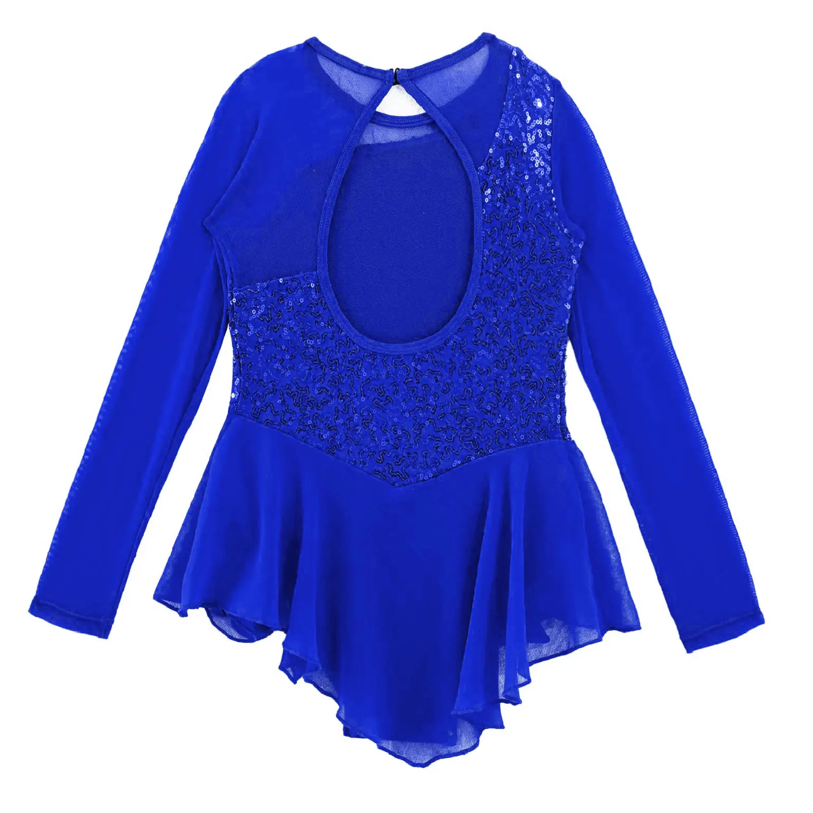 

Children Sequin Ballet Dress Girls Long Sleeves Gymnastics Leotard Ballroom Performance Dance Costume Floral Figure Ice Skating