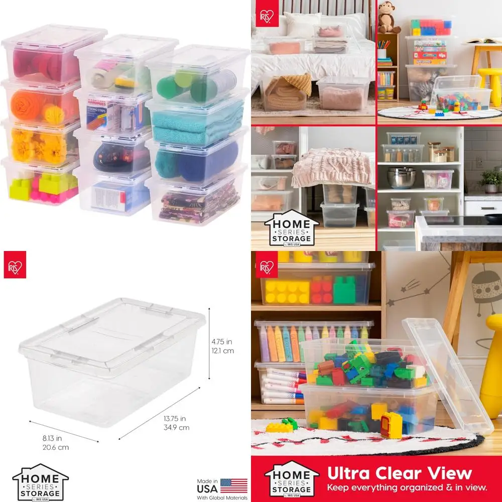 

Large 7-Quart Stackable Plastic Storage Bins, 12-Pack, Ideal for Closet, Game, and Classroom Organization