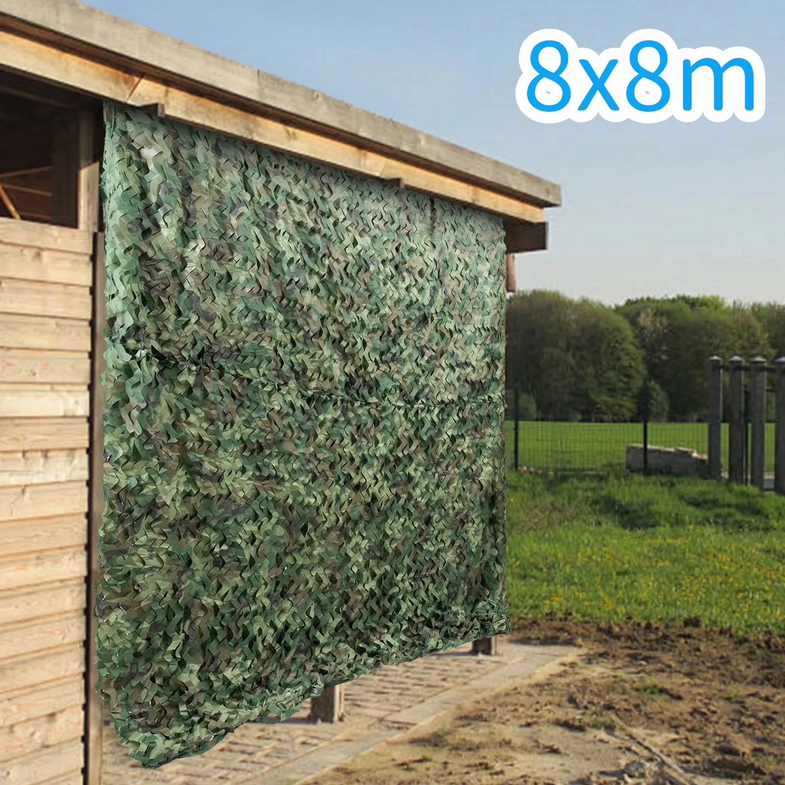 

8*8m Military Net Camouflage Hunting Woodland Army Training Sunshade Mesh Nets Waterproof & Lightweight for Hunting, Camping