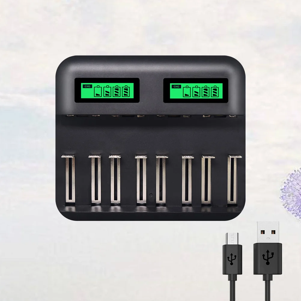 

8 Slots Smart USB Digital Display AA AAA C D AA AAA