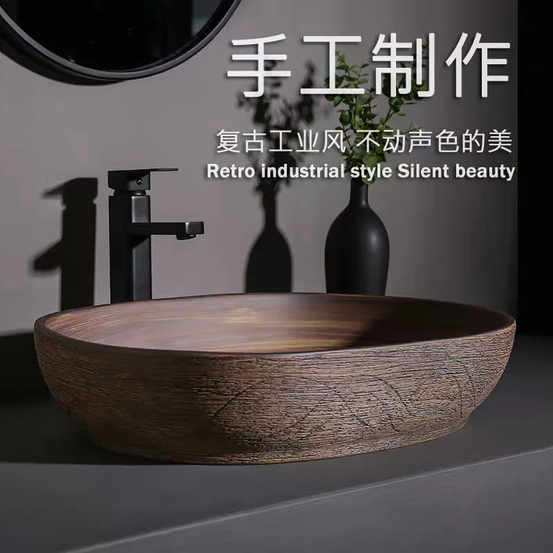 Ceramic container sink, washbasin, oval shaped bathroom table sink, bathroom balcony washbasin YX560TB