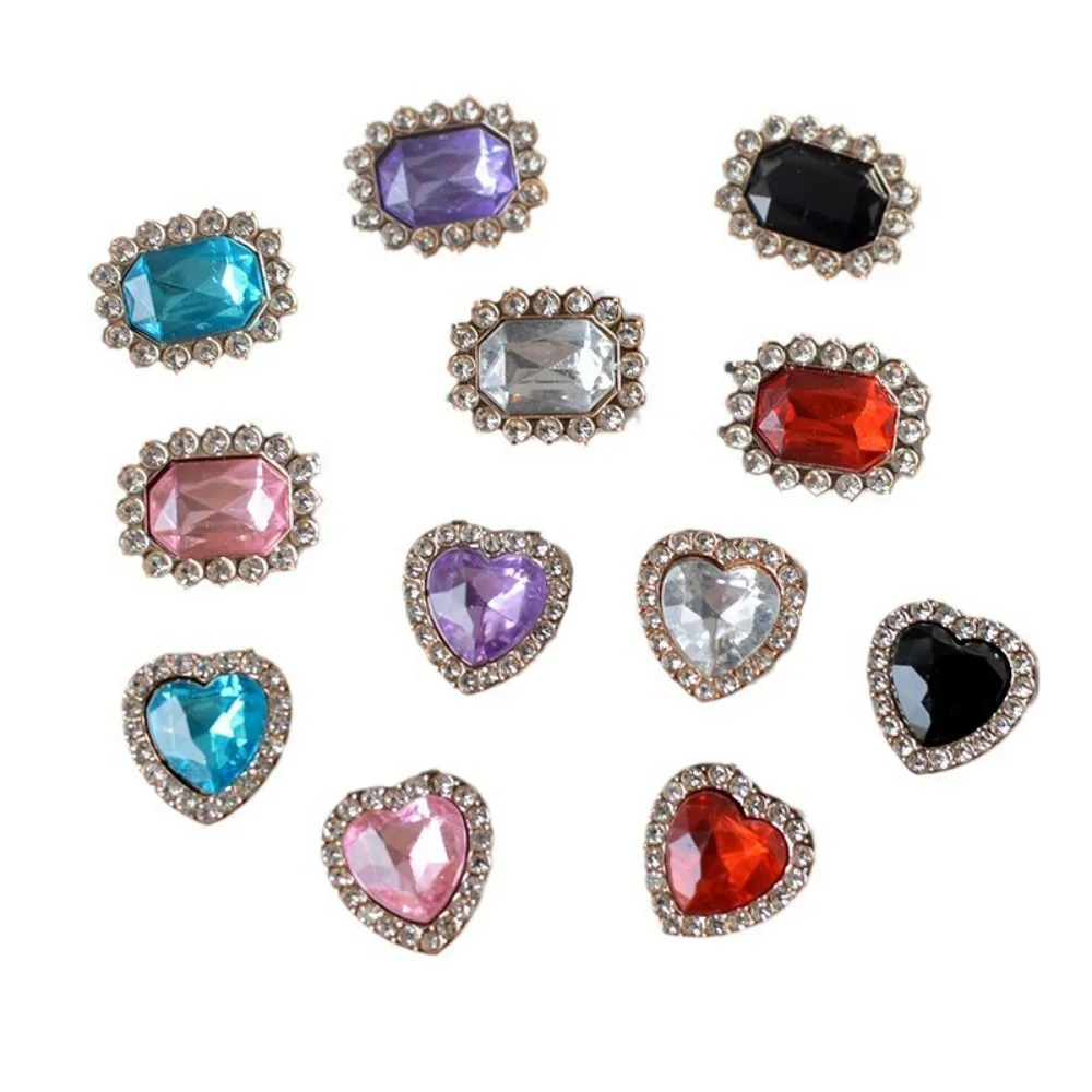 12pcs Acrylic Shoes Charms Removable Heart Shoe Accessories for Girls Summer Shoes DIY Gift Hole Shoes Decoration