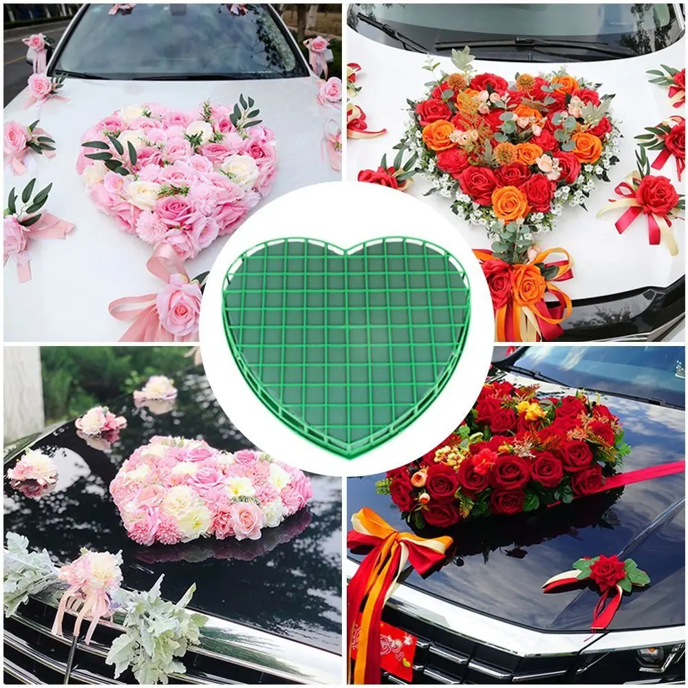 Fashion Heart Shaped Wet Floral Foam with Suction Cup DIY Floral Arrangement Foam Floral Foam Cage Tray Car Decor