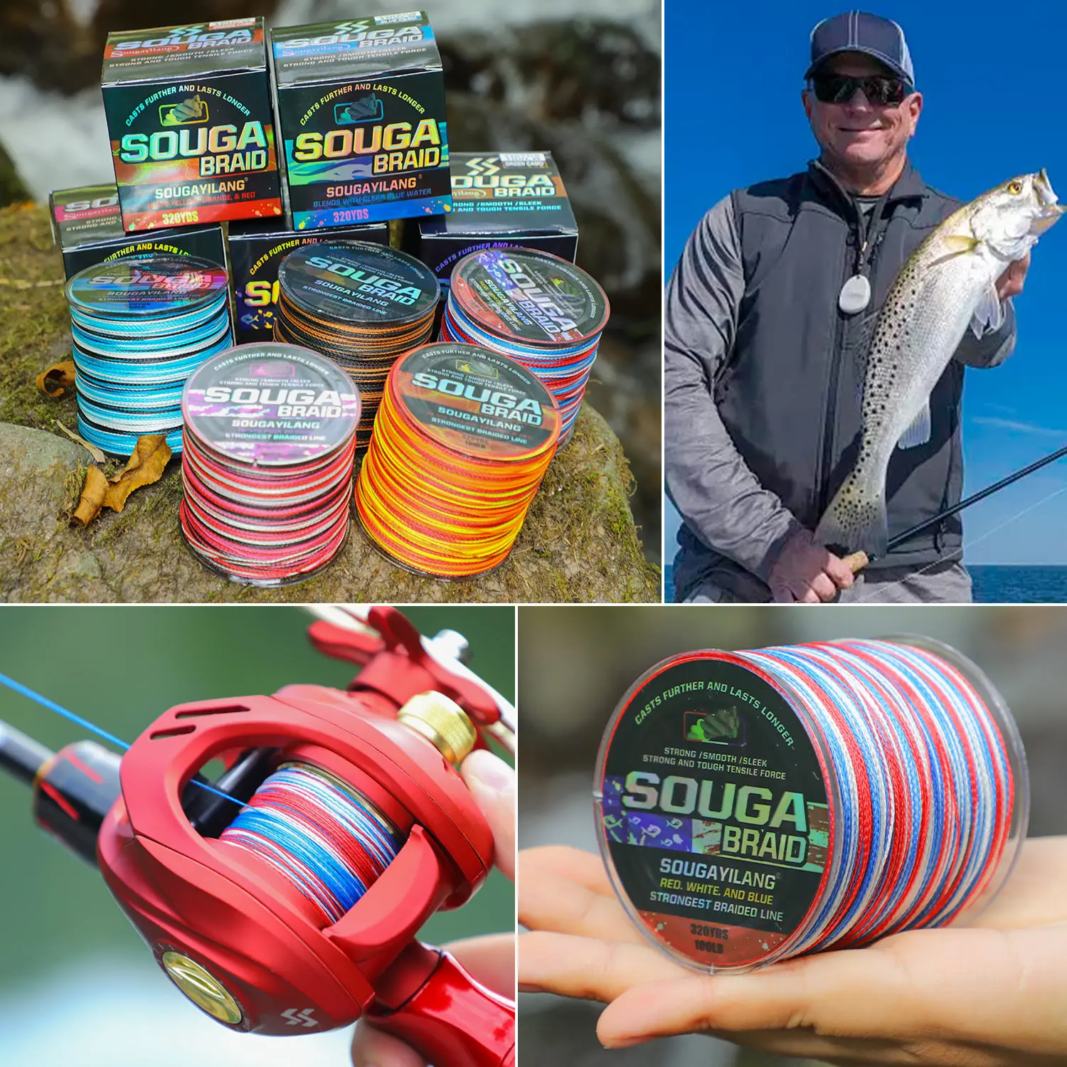 Sougayilang 4 ستراند مضفر خيط صنارة الصيد 300 متر متعدد الفتيل صيد سمك الشبوط اليابانية سلك مضفر ملحقات الصيد خط البولي ايثيلين Pesca