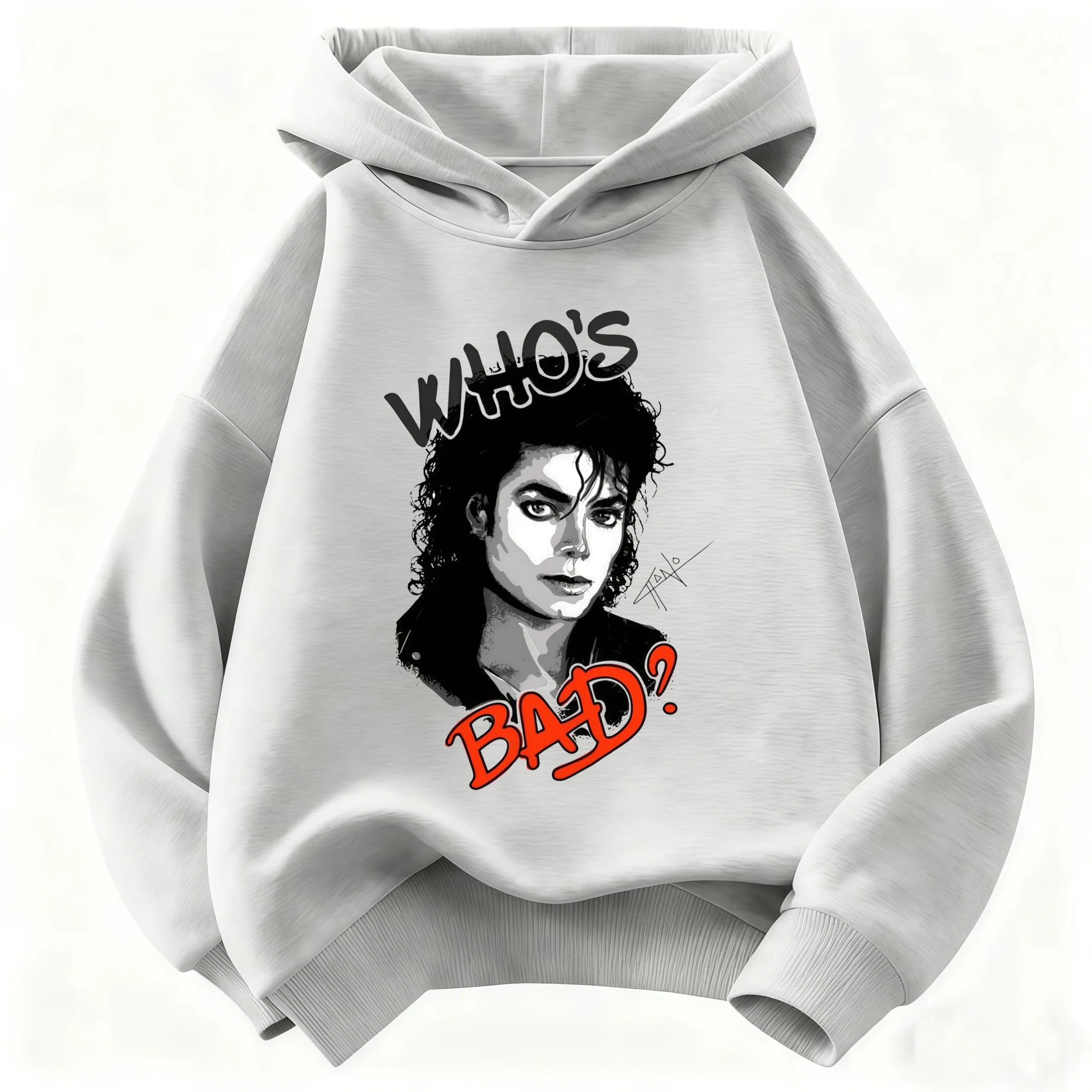 2026 Children Hooded Sweatshirt Michael Jackson Who's Bad Album Portrait Print Pullover Kids Boys Girls Fashion Casual Hoodie