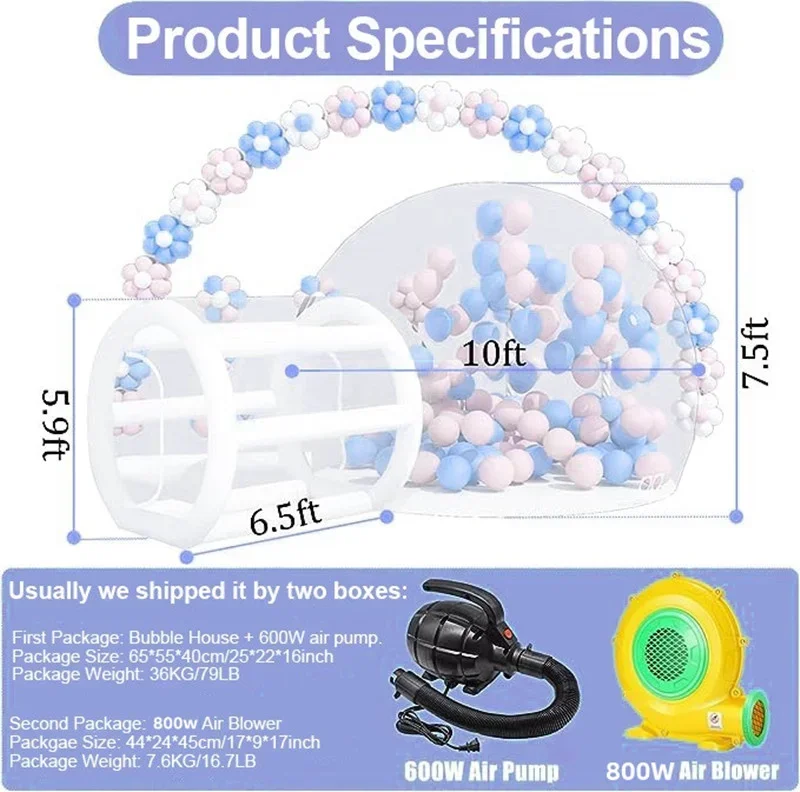 2個セット ホワイト 5.6x2.8x2.4m バウンスハウス/3x2.5m バブルハウス エアポンプ付き バブルテント トランポリン バウンシーキャスト ジャンピングハウス おもちゃ