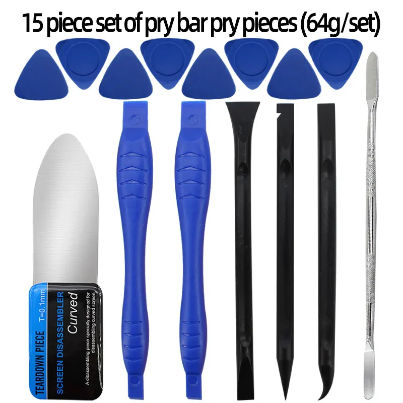 15Pcs Phone Repair Pry Bar Kit 0.1mm Flexible Stainless Steel Curved Screen Pry Piece Spudger Opening Tools for Mobile Tablet Lc