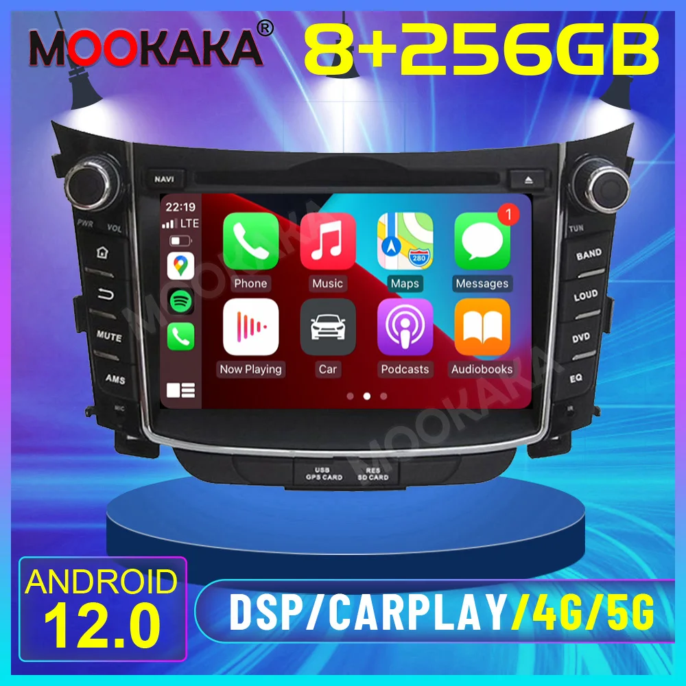 

7" Android 13.0 8+256GB Car Multimedia DVD Player For Hyundai I30 2011 2012 2013 2014 Car GPS Navi CarPlay Head Unit DSP Stereo