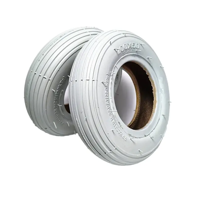 

ABUU-For Electric Wheelchair Front Wheel Replacement- 2 Pcs 8 Inch 200X50 Gray Outer Tires