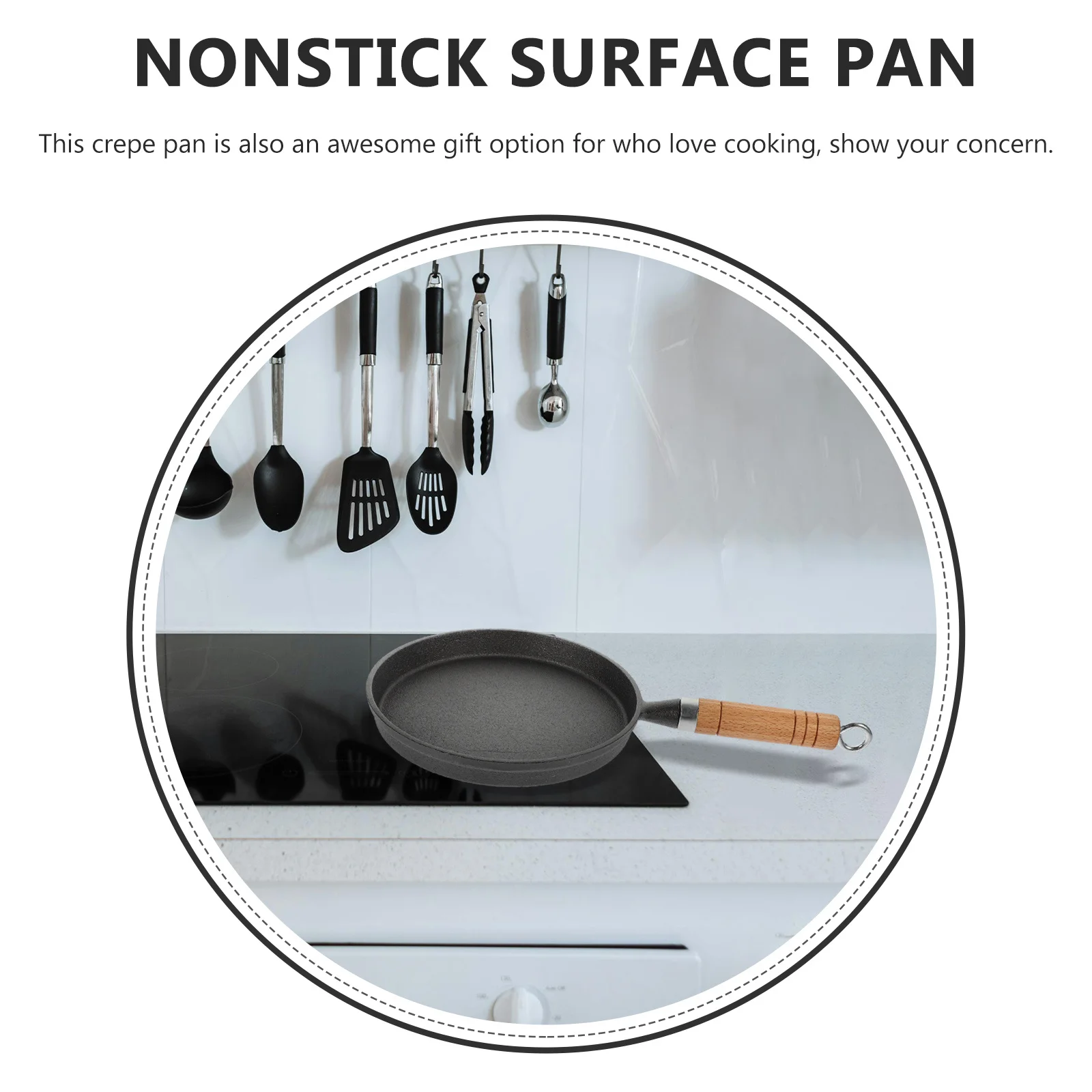 

Nonstick Crepe Pan Sturdy Iron Wood Handle Easy Clean Long Lasting Practical Gift Home Restaurant Egg Steak Pancake Cooking