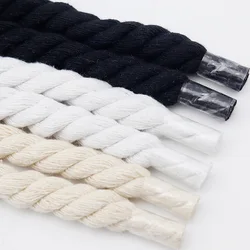 Cotton Shoestring Coarse Hemp Rope Laces 1cm High Quality Durable Three Strand Twisted Shoelaces Woven Casual Shoes Air Queen