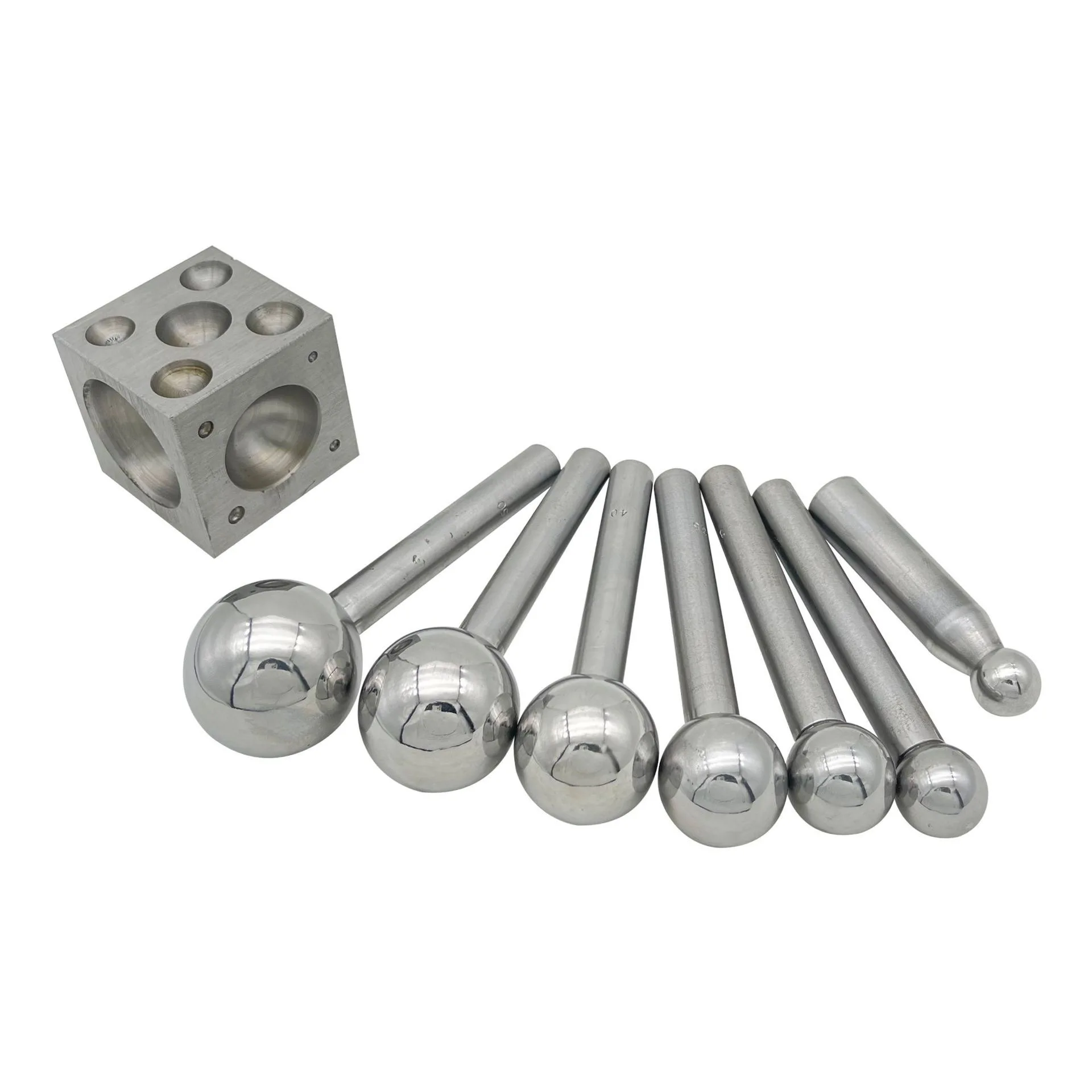 8-Piece Gold And Silver Copper Jewelry Bell Ring Molding Punching Tool Square Nest Anvil Dapping Doming Block And Punch Set