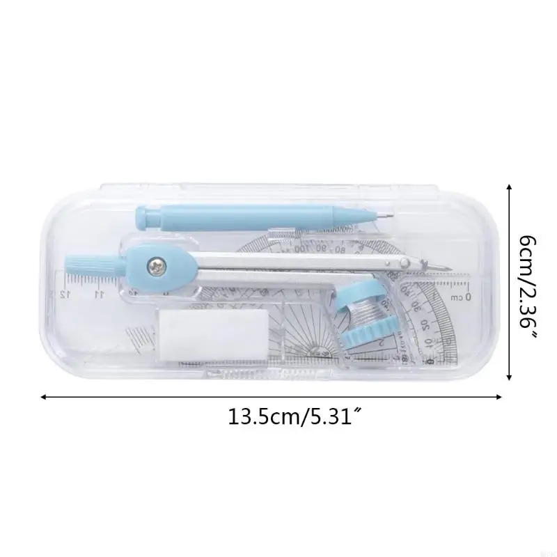 W89C Portable Math Brawt Multi-Compass Protractor Clear Box Storated для студентов