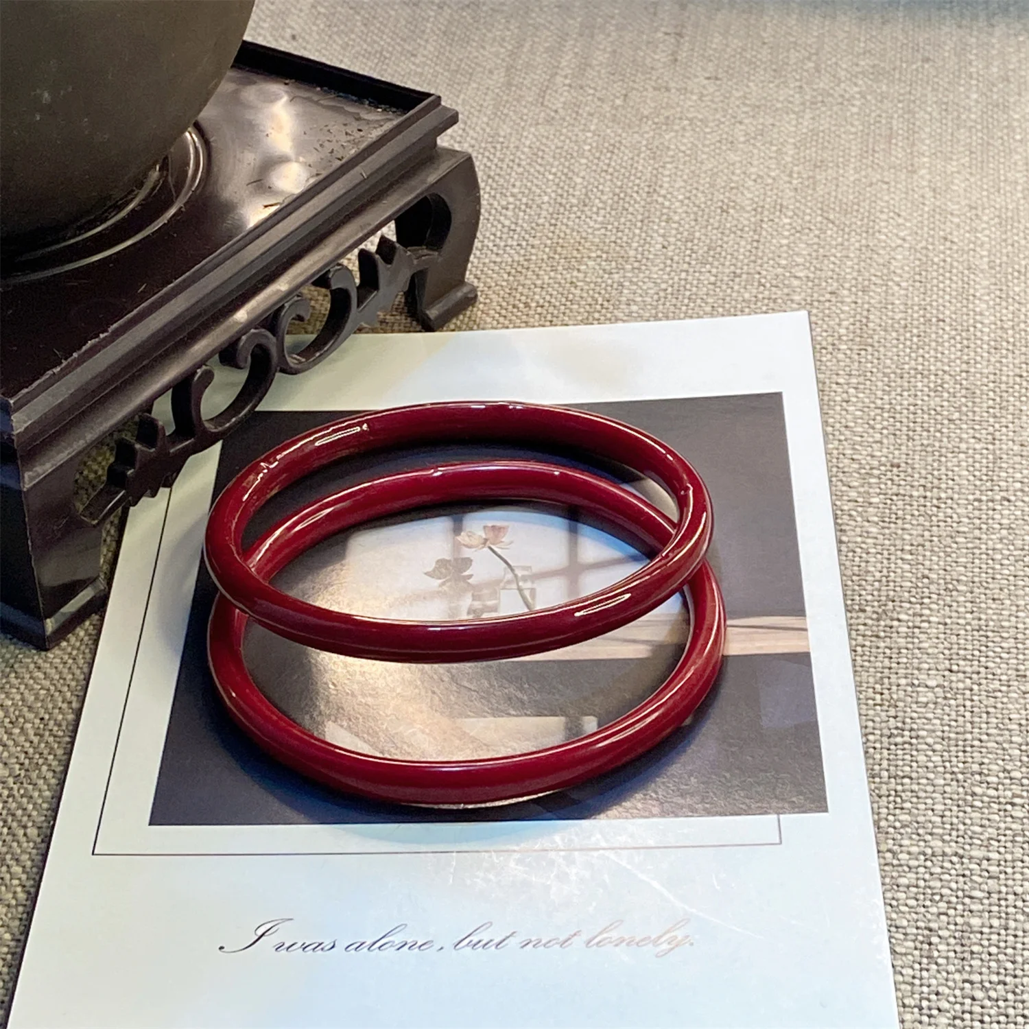 2Pcs/Set Imitation Natural Jade Jingle Bangles, Vintage Style