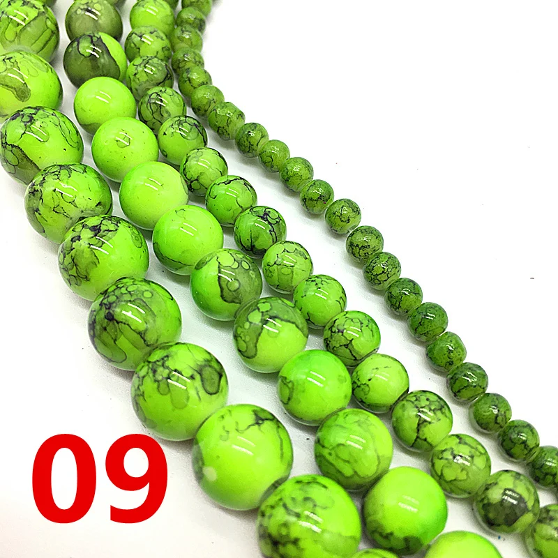 NEW 4 /6 /8 /10 mm Light green Chic Glass Loose Spacer Charm Beads Pattern DIY Jewelry Making Accessory