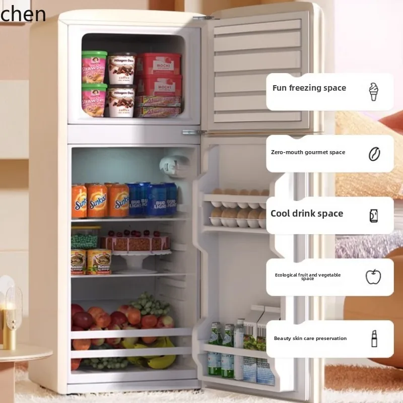 ZML refrigerator retro home mini small refrigerator refrigerated frozen kitchen dormitory office