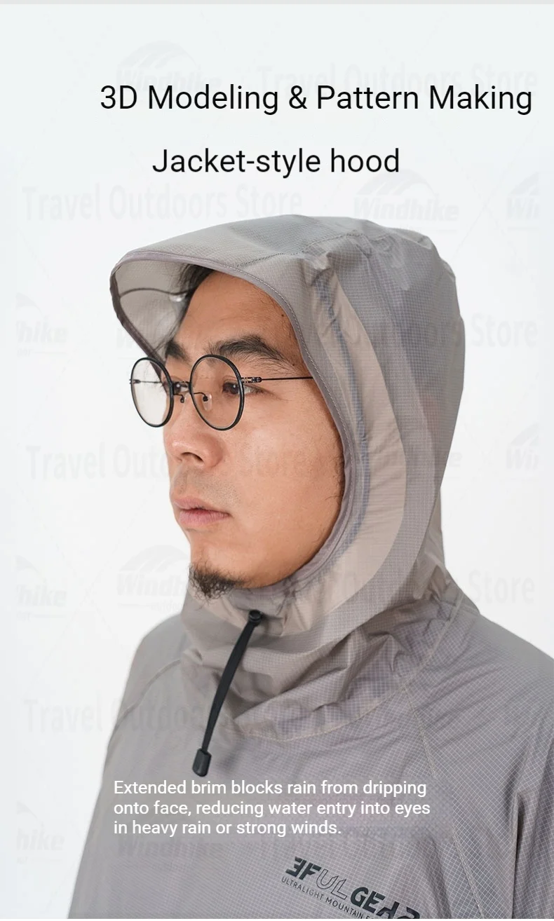 3F UL GEAR M/L Outdoor-Regenbekleidung, zweiteiliger Regenmantel und Regenhose aus Nylon zum Wandern, Radfahren, Offroad-Bergsteigen, regenfest – Detail 8