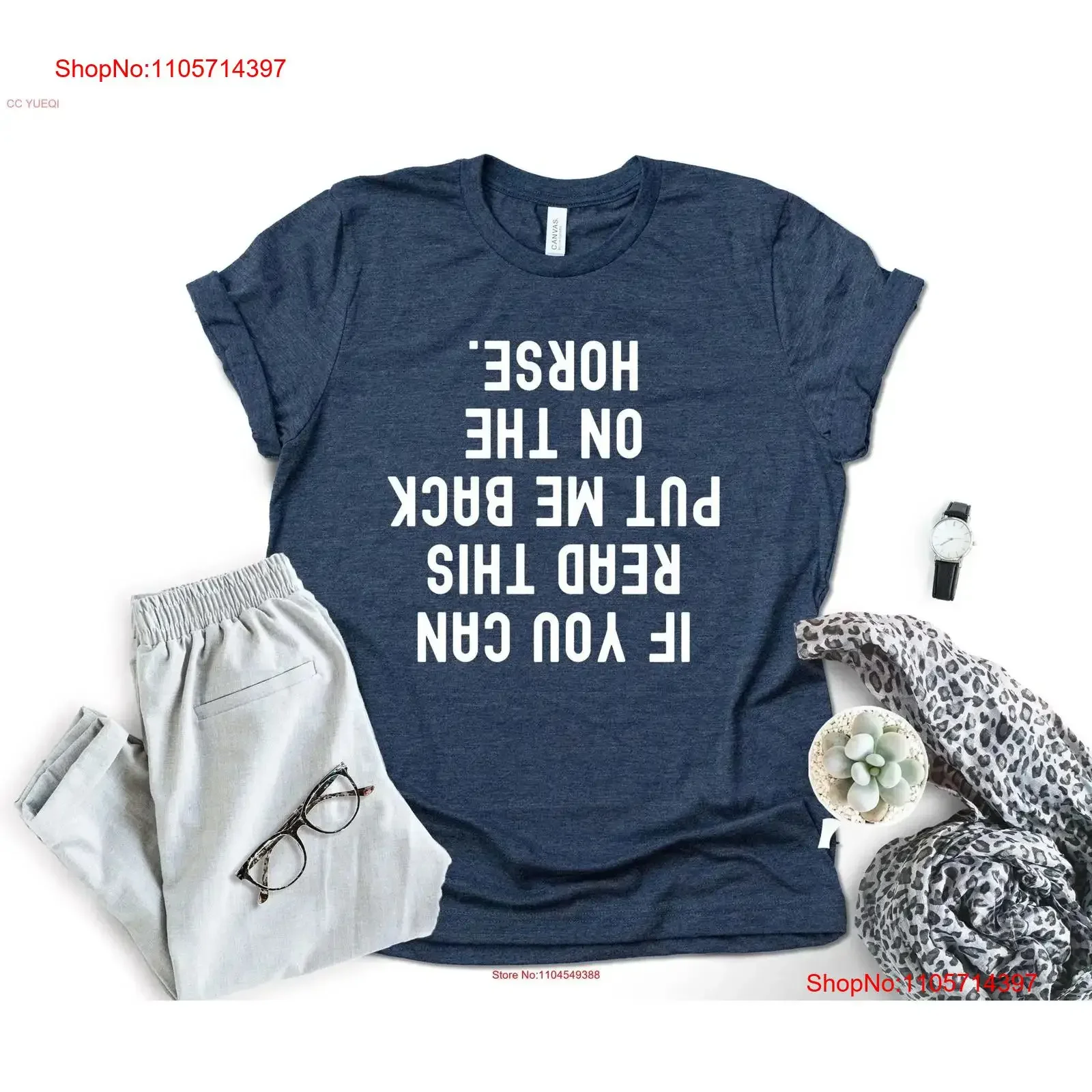 If You Can Read This Put Me Back On The Horse T Shirt Funny Trainer Lover Equestrian Present Jockey vintage Washed Comfortable