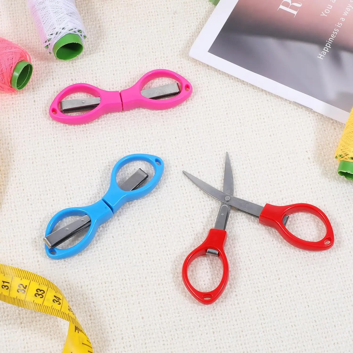 

3 Pcs Safety Foldable Small Scissors Folding Scissor Small Fishing Scissors Badge Reel Scissor Safety Foldable MiniScissors for