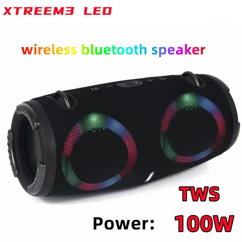 Imagem -02 - Alto-falante Bluetooth Portátil à Prova Dágua Alta Potência Luz Colorida Rgb Subwoofer sem Fio 360 Stereo Surround Tws fm Boom Box 100w